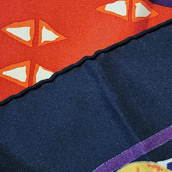 Celine Hand-Rolled Silk Scarf with Musical Instruments Motif 33" x 33" - Picture 3 of 5